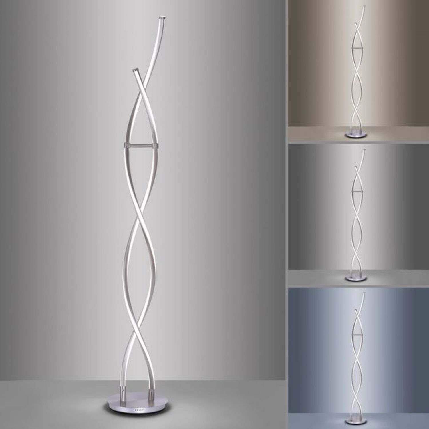 LED Stehleuchte Wellen in Stahl dimmbar 53 W 140 cm Lampe