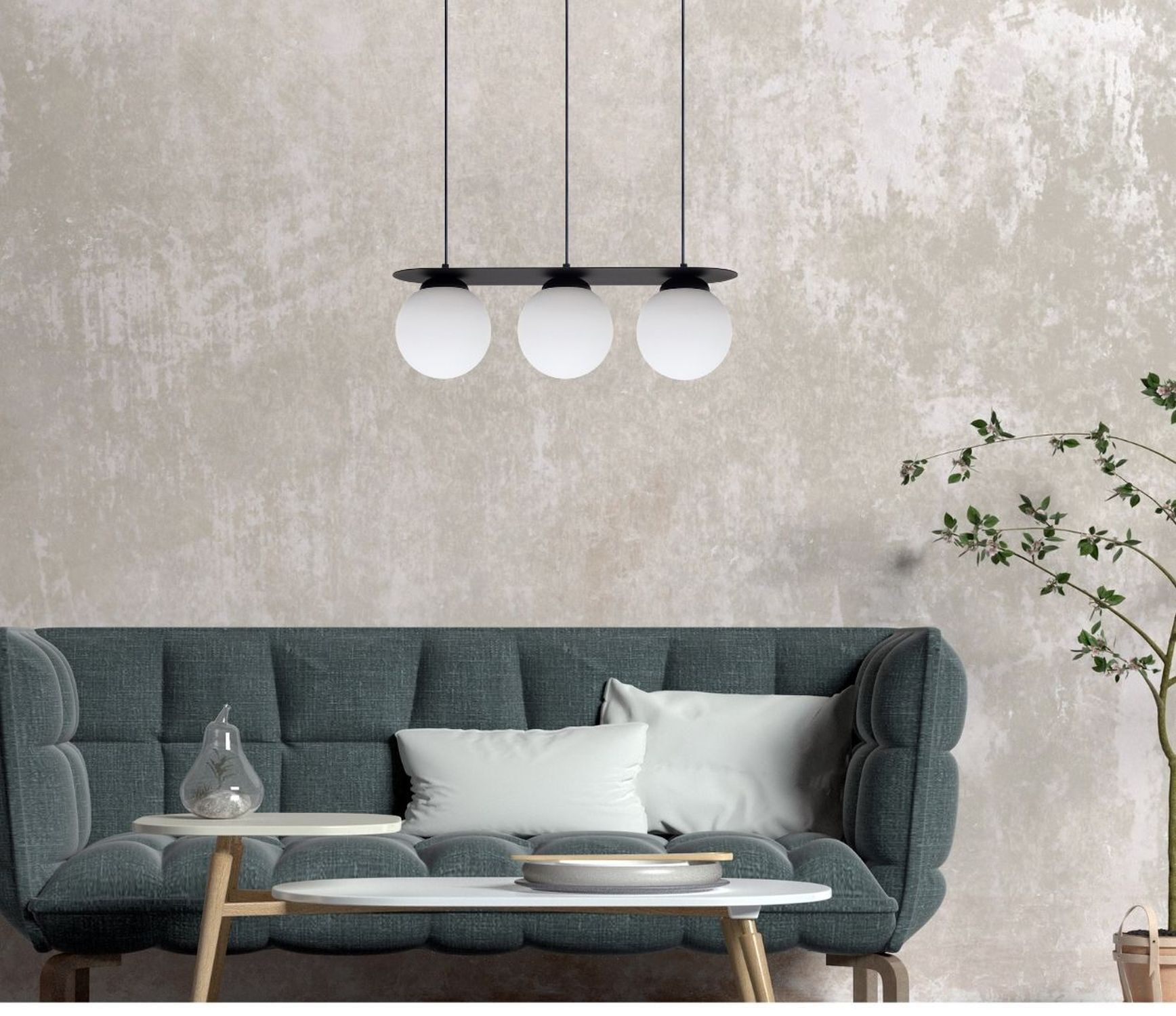 Blendarme Hängeleuchte Glaskugeln E27 3-flmg Schwarz Dekoration für Zuhause, Kissen, Lampe, Innenarchitektur, Couch