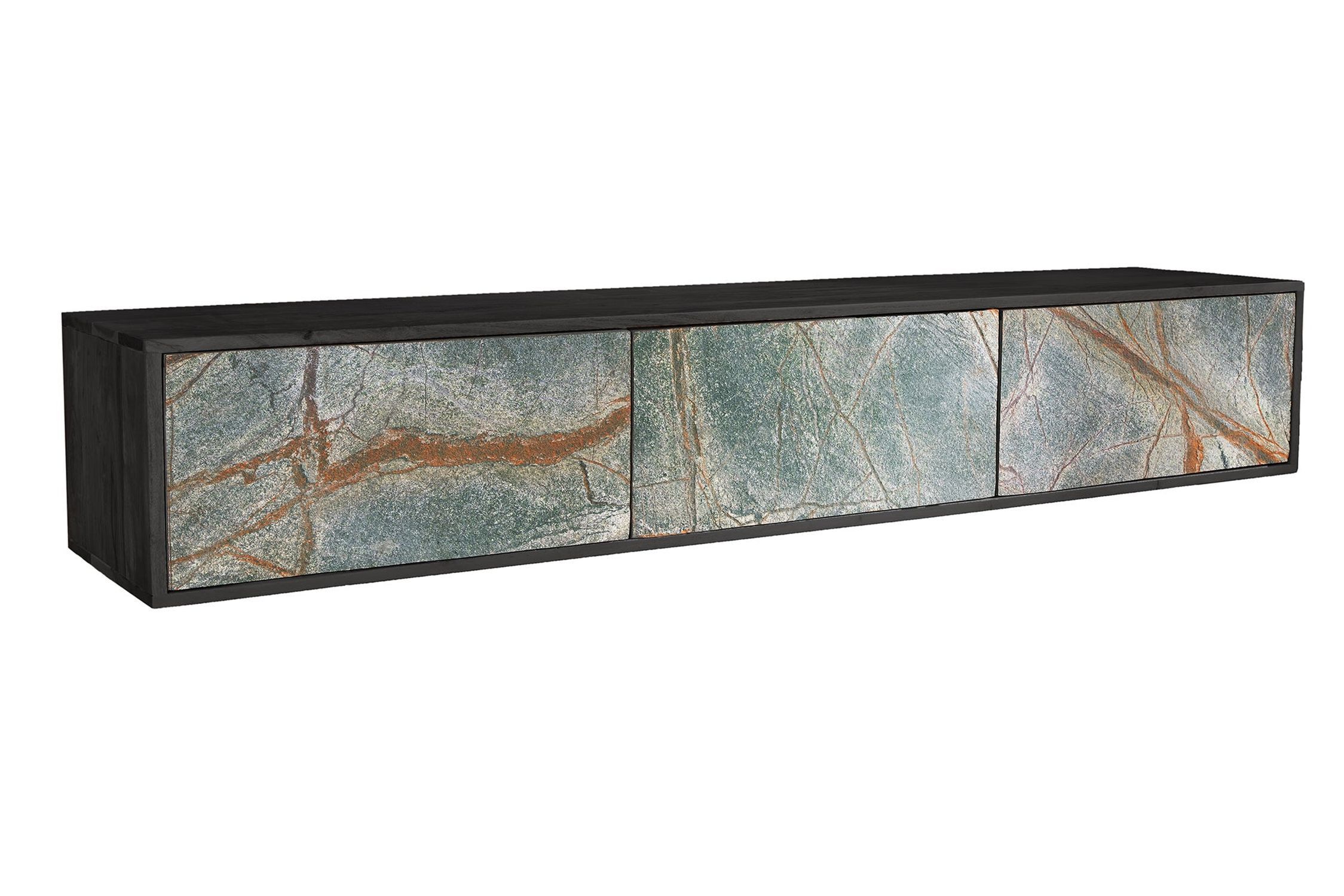 TV Lowboard hängend Steinfurnier Akazienholz 160 cm Unikat