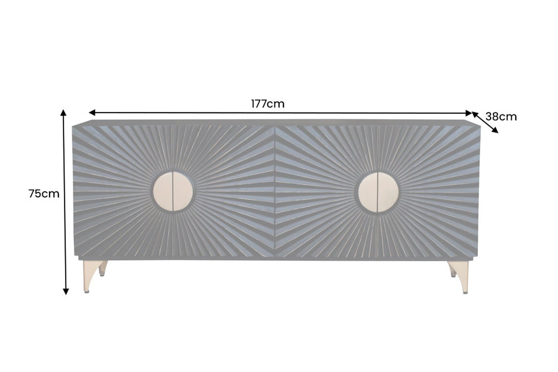 Sideboard Schwarz Gold 177 cm breit groß dekorativ Moebel, Anrichte, Kabinett, Schublade, Tabelle