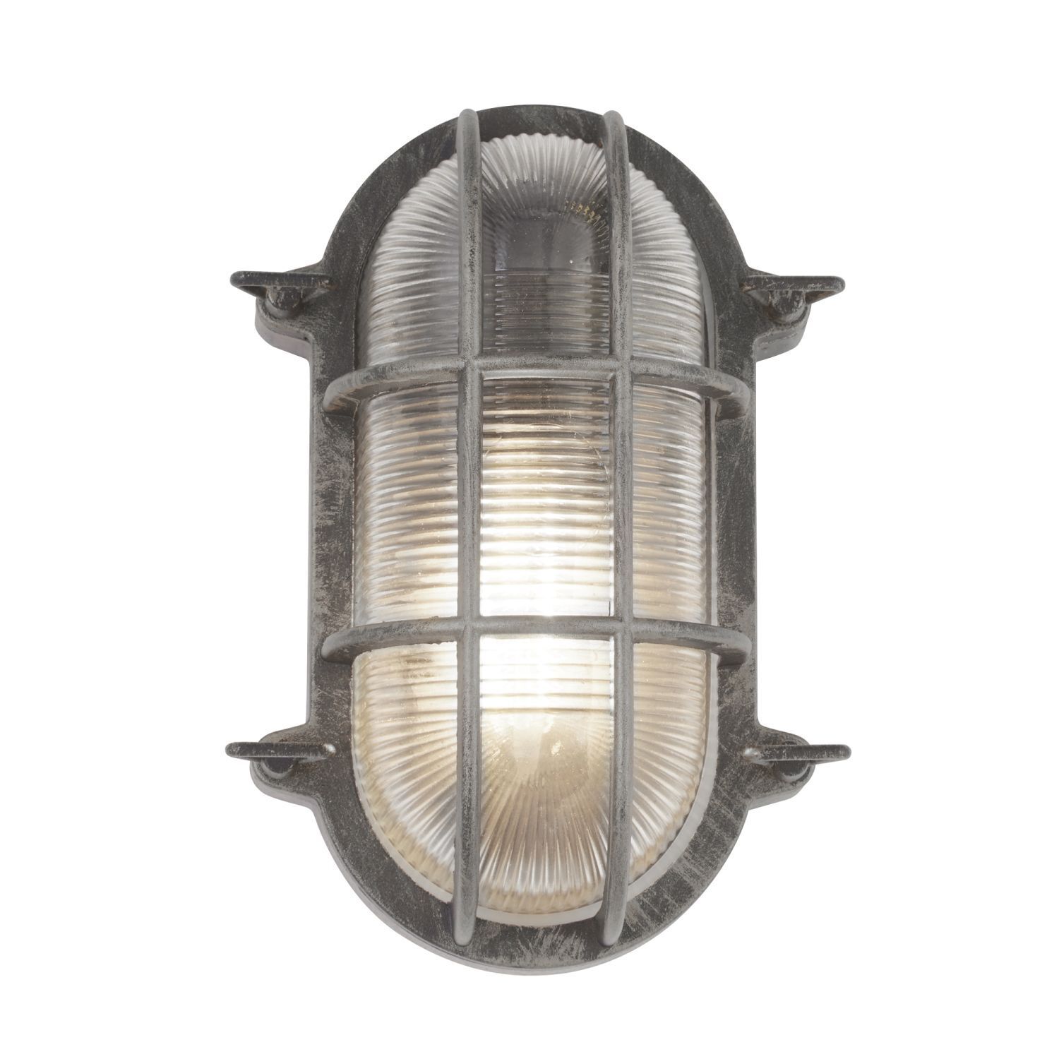 Außenwandlampe IP44 E27 H: 25 cm Maritim in Silber antik