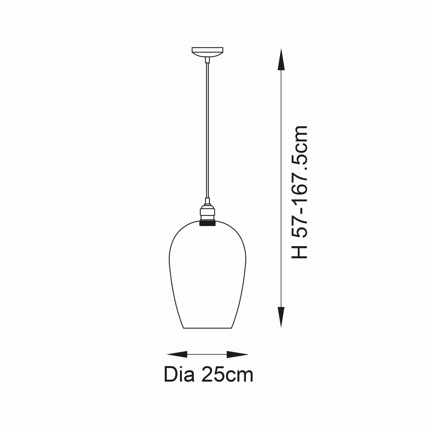Hängeleuchte Glas Metall D: 25 cm schmal in Messing antik E27