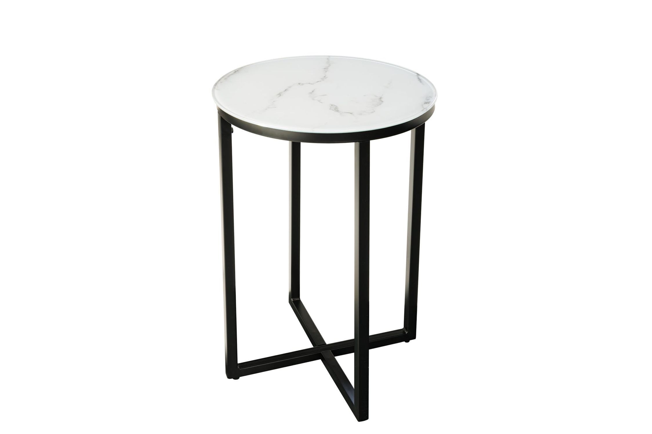 Beistelltisch Hartglas Metall in Weiß Schwarz 40x40 cm