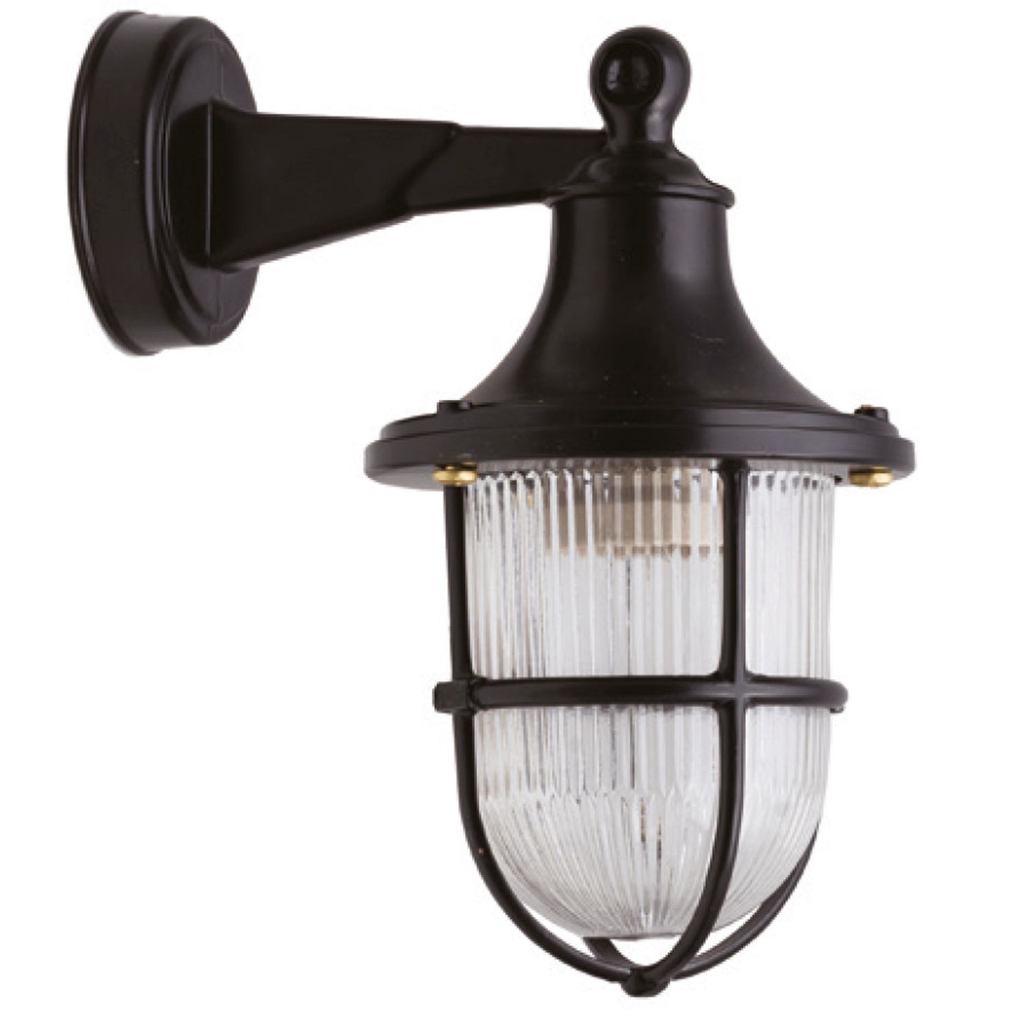 Außenleuchte Wand Messing Glas E27 IP64 27 cm hoch Schwarz Leuchte, Drinnen, Zimmer, Duscharmatur, Lampe