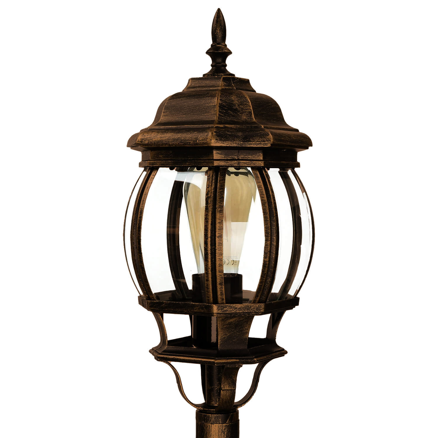 Wegeleuchte Garten E27 111 cm in Schwarz Kupfer Rustikal Lampe, Lampenschirm