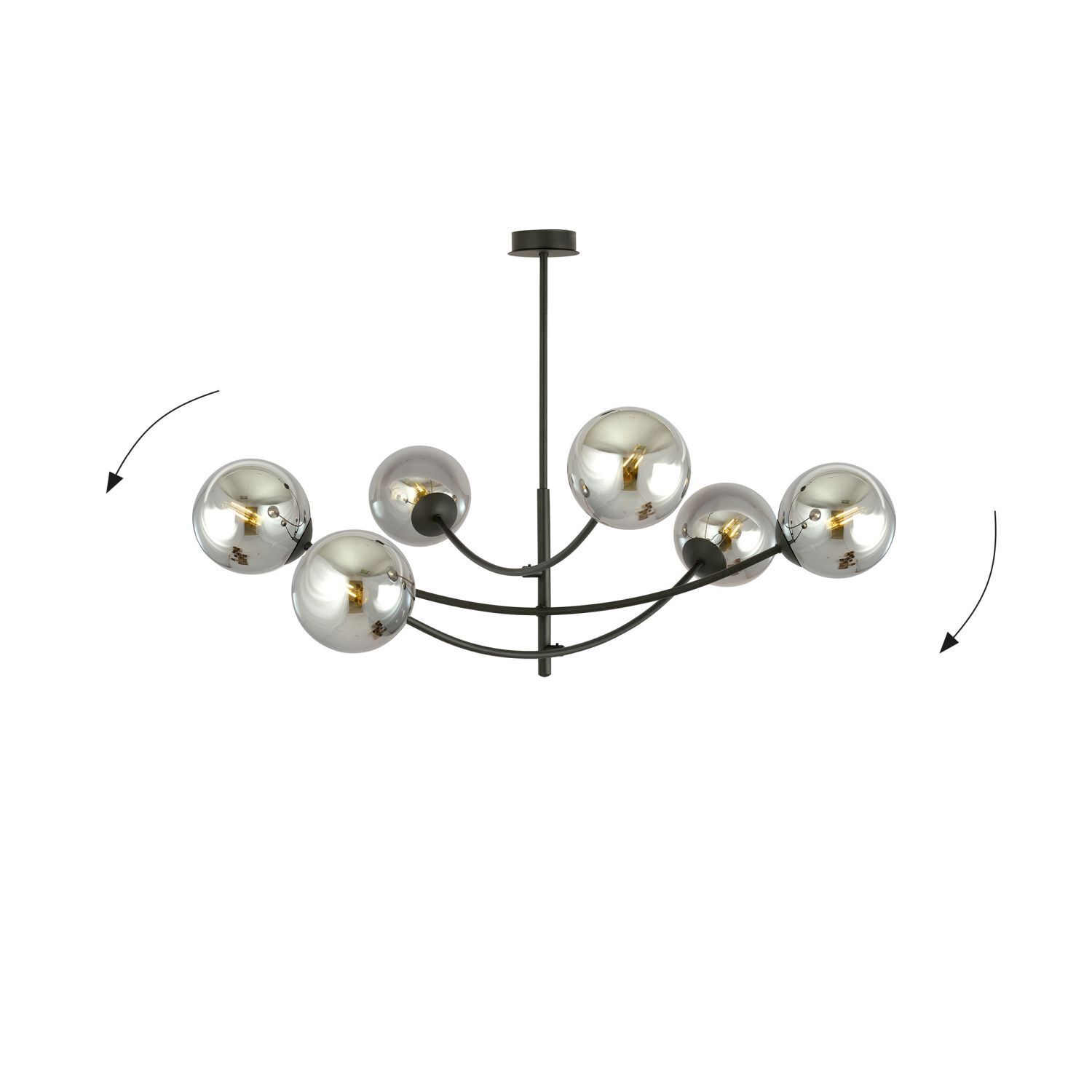 Deckenleuchte Metall Glas schwenkbar B: 89 cm 6x E14