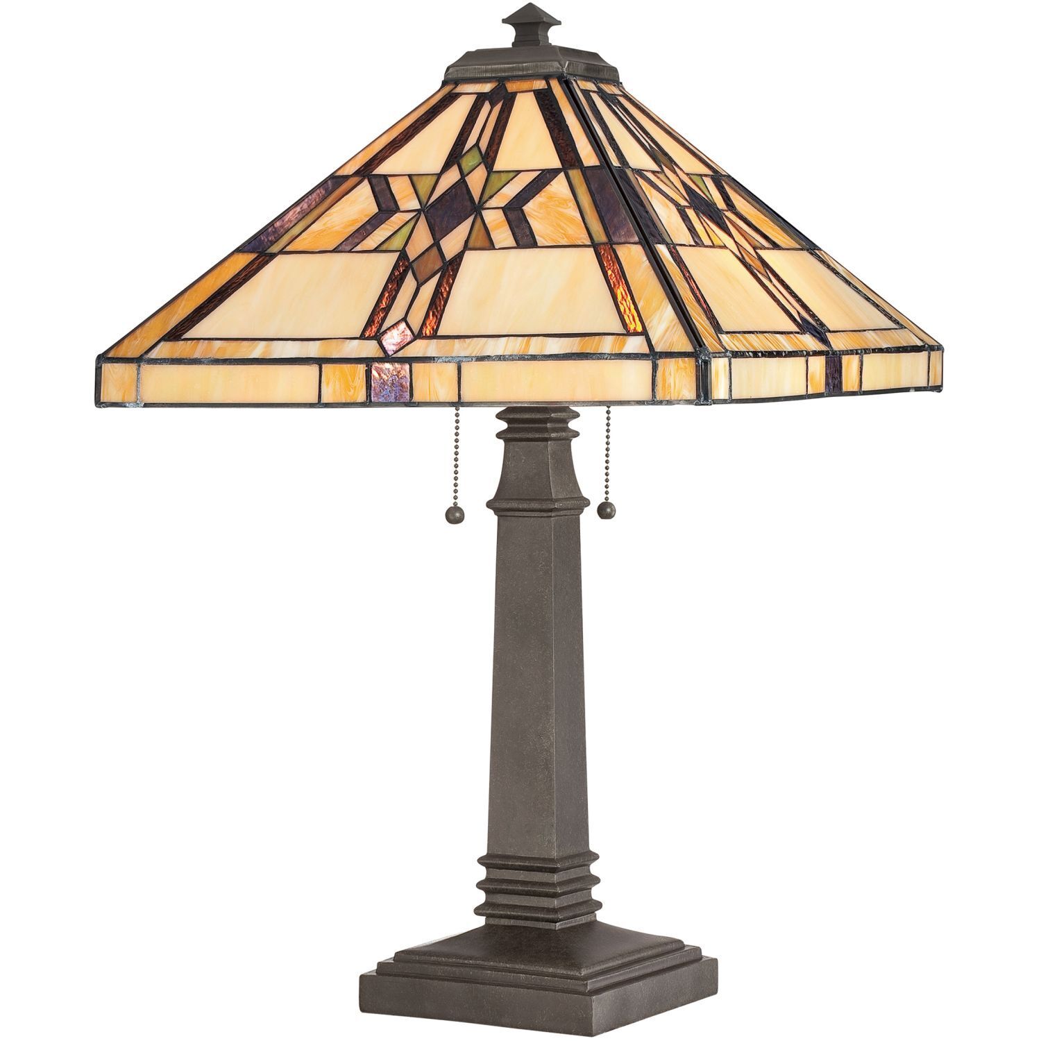 Tischleuchte Tiffany Stil 2 Zugschalter 63,5 cm hoch Lampe, Tischlampe, Lampenschirm