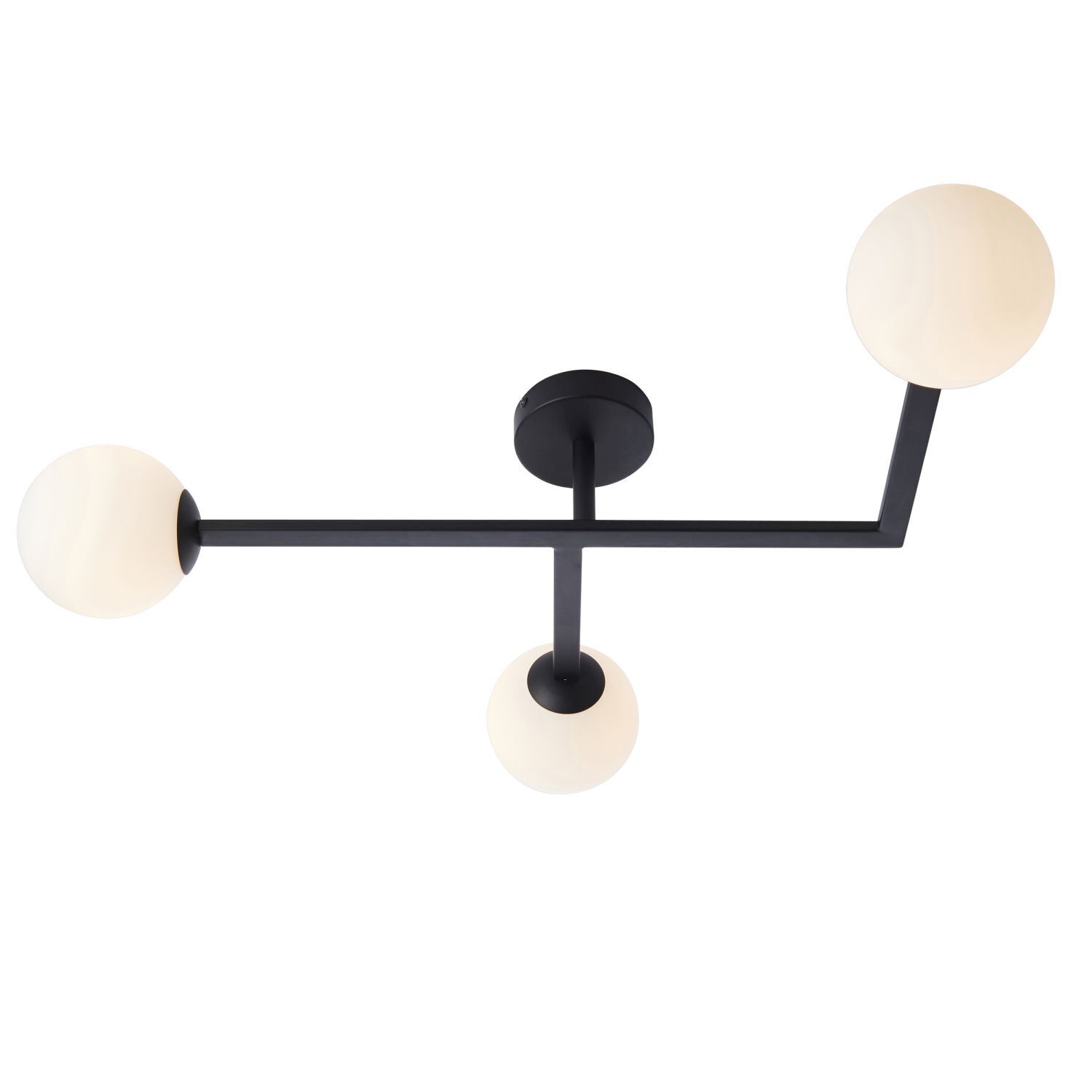 Badezimmerleuchte Decke Glas Metall IP44 Schwarz Weiß 3x G9