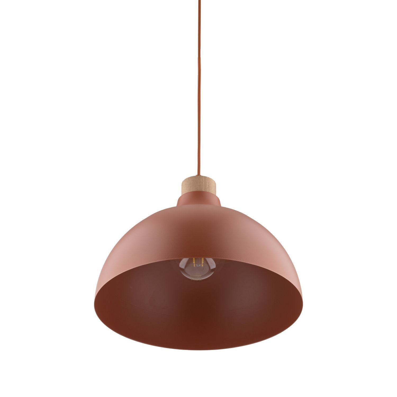 Hängelampe Metall Holz Ø 34 cm rund H: max. 170 cm Rot E27 Leuchte, Lampe, Deckenleuchte