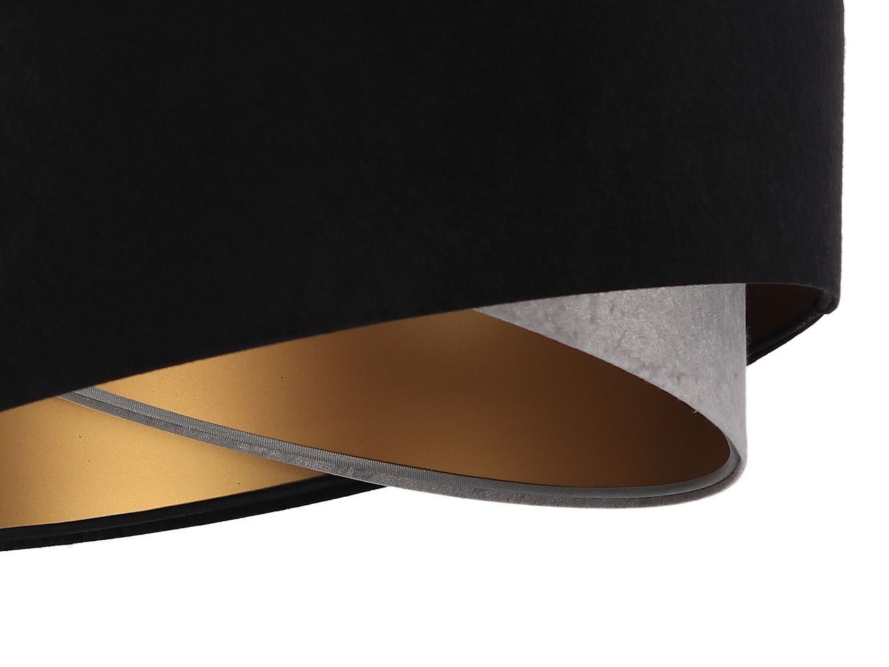 Pendelleuchte Schwarz Grau Gold E27 rund Ø 50 cm Stoff Lampe, Lampenschirm