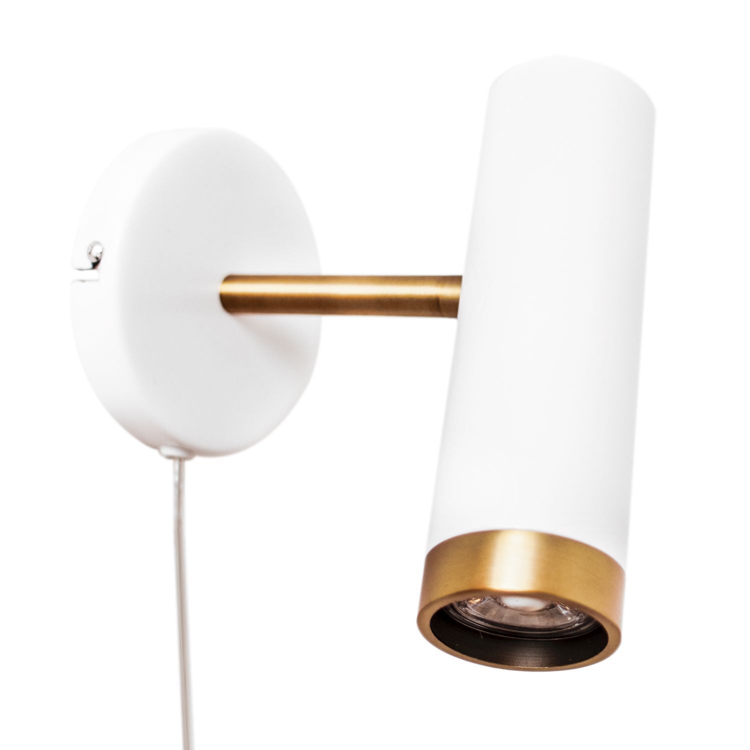 Wandleuchte mit Kabel Schalter Weiß Gold GU10 verstellbar Lampe, Beleuchtung, Band