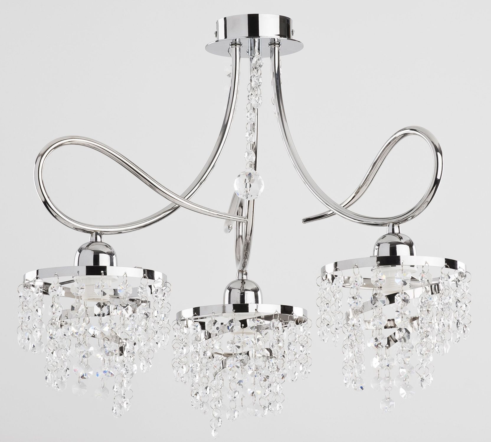 Deckenleuchte Metall E14 47 cm breit Chrom 3-flammig Leuchter, Lampe