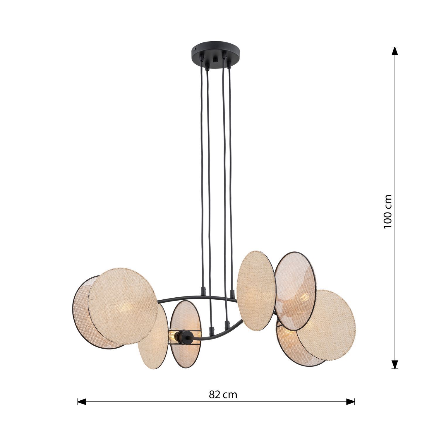 Hängelampe L: 82 cm H: max. 100 cm verstellbar Stoff Metall