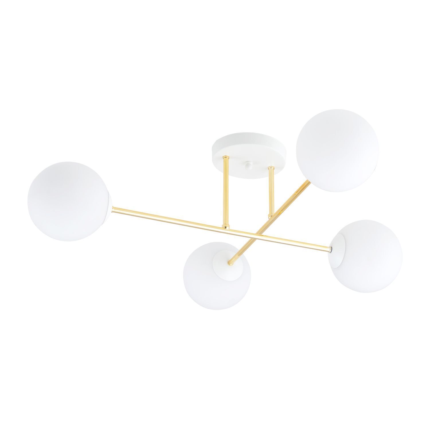 Deckenlampe Weiß Gold aus Glas Metall 4-flammig