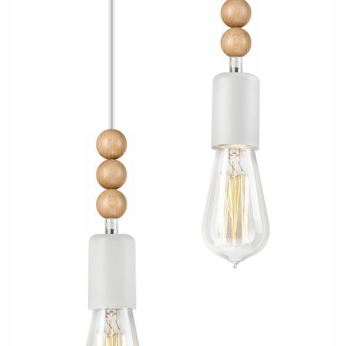Hängelampe Weiß Holz lang Esstisch Modern 3-flmg