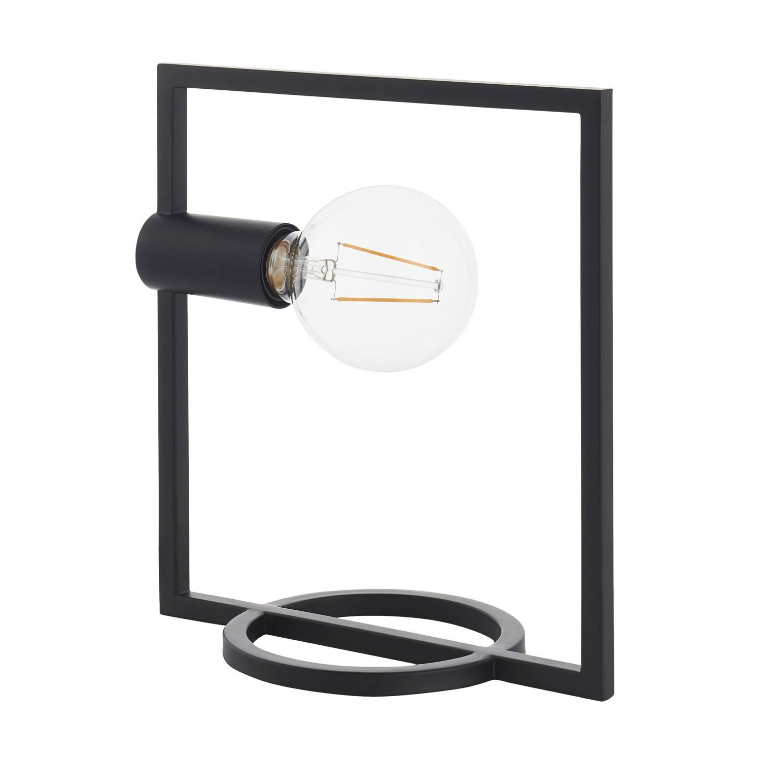 Tischlampe Schwarz H: 29,5 cm eckig klein Metall Modern E27