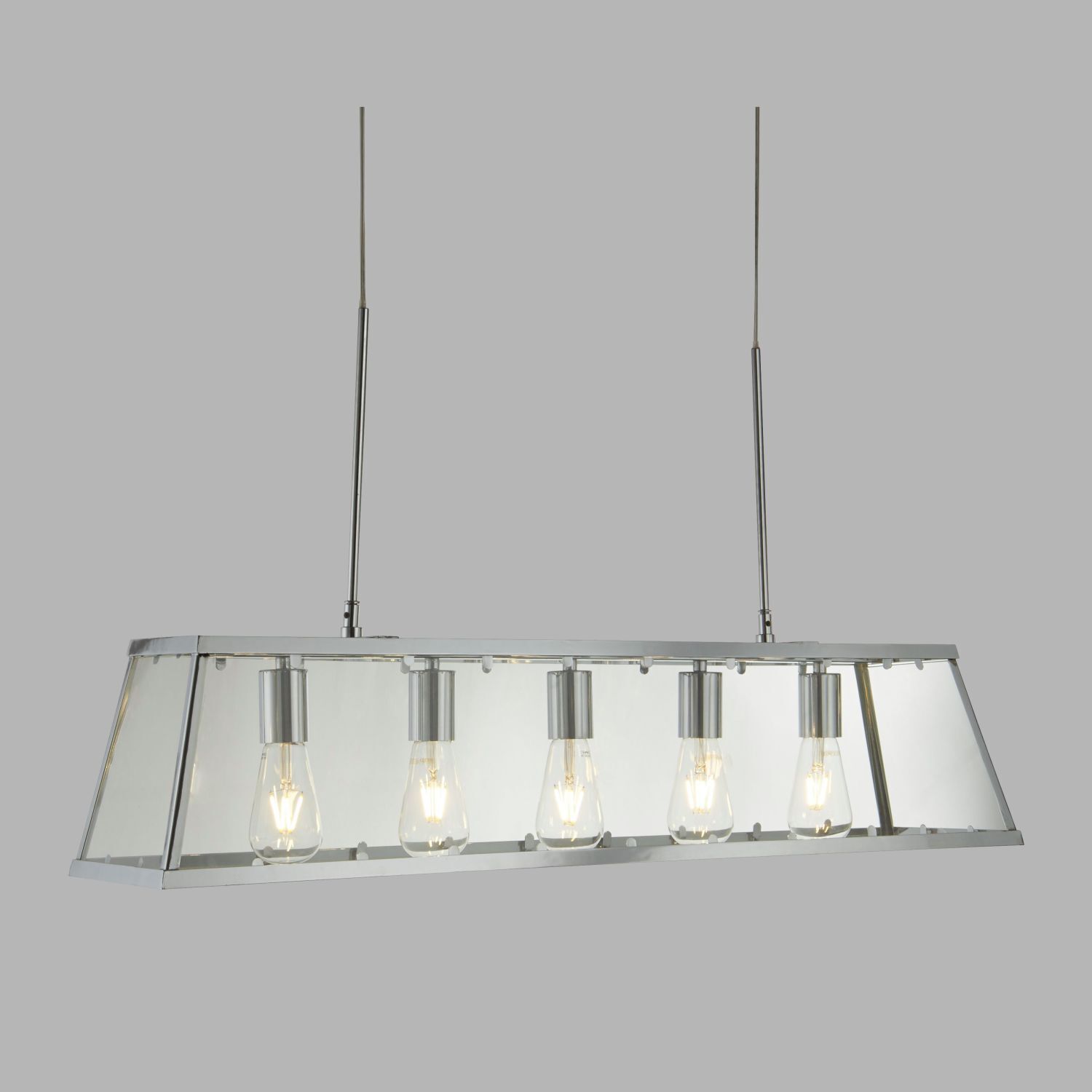 Hängeleuchte Glas Metall B: 90 cm 5x E27 Chrom Klar