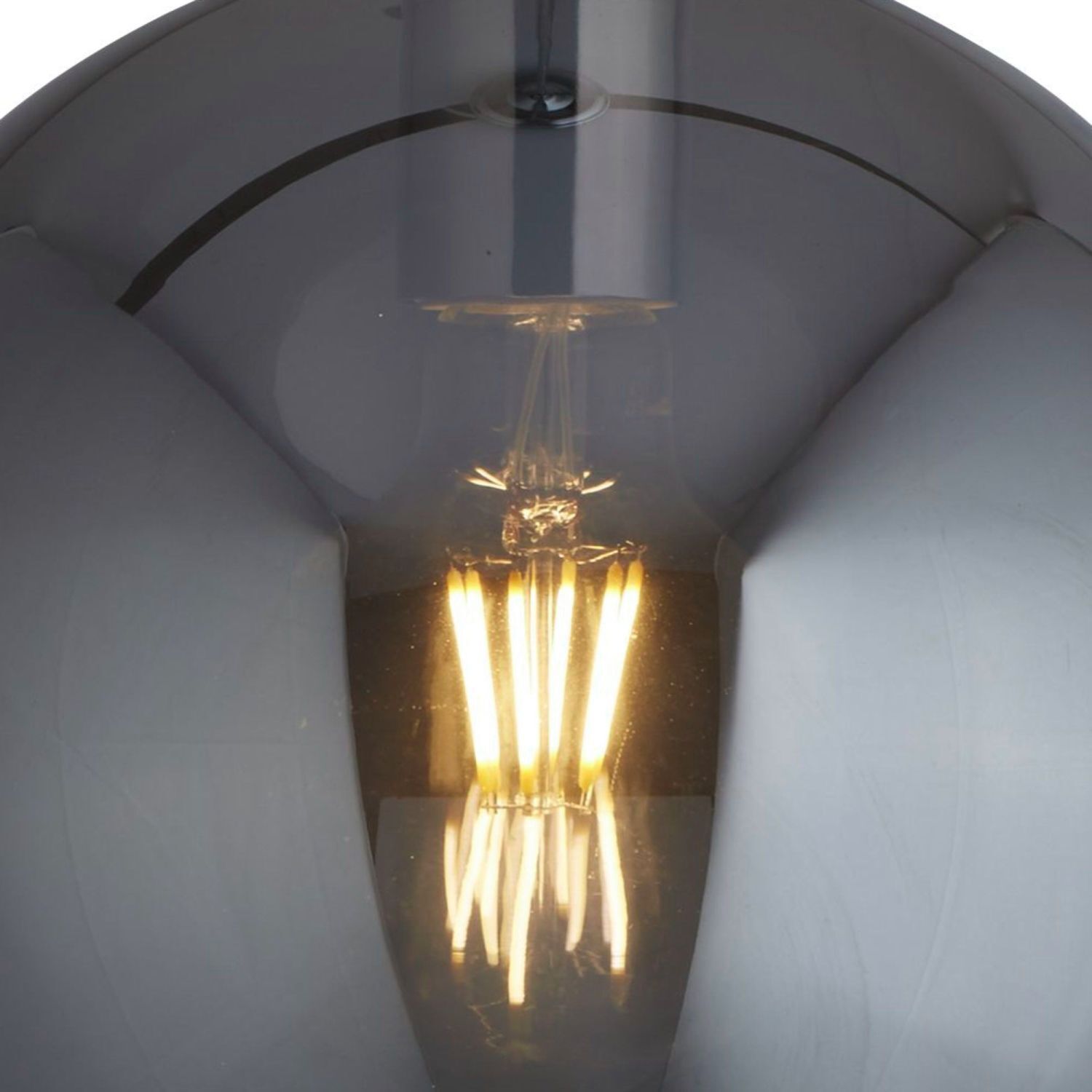 Hängelampe E27 D: 25 cm Chrom Rauchgrau Glas Metall