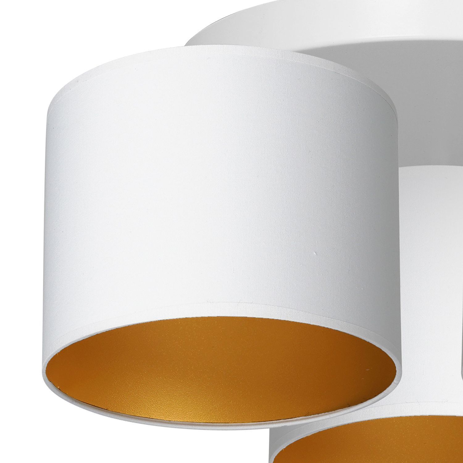 Deckenlampe Weiß Gold Stoff Metall E27 Ø45 cm blendarm