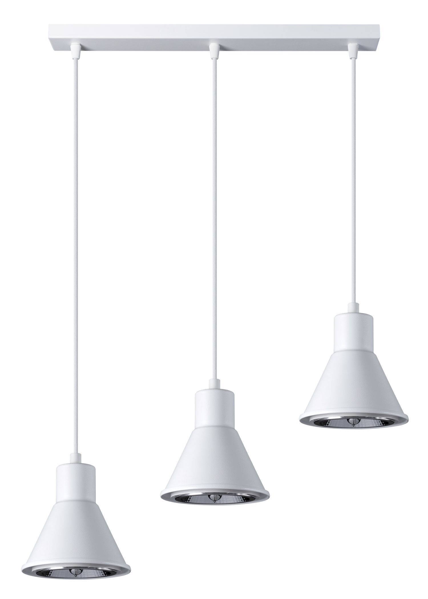 Hängelampe Weiß 3-flammig B: 45 cm ES111 Retro Metall