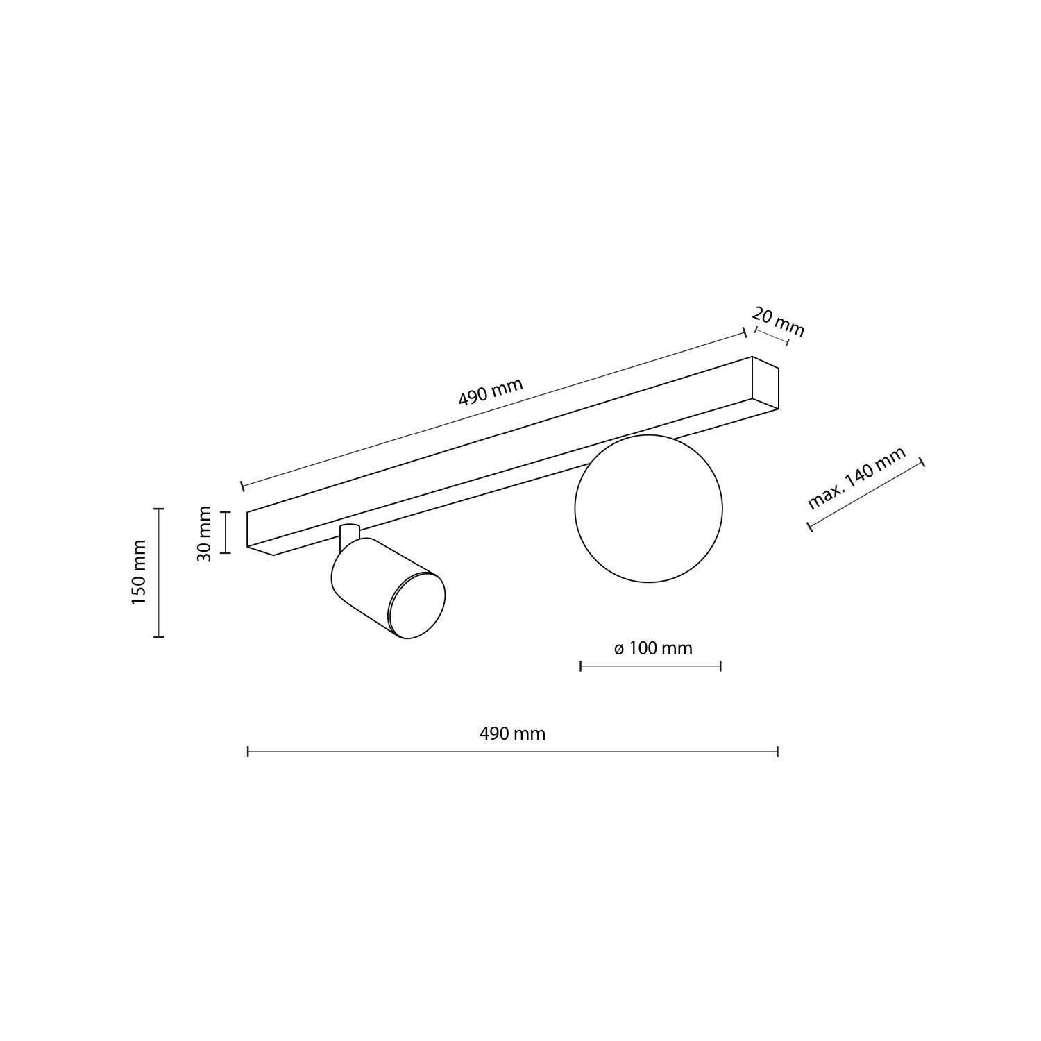 Deckenstrahler Glas Metall 49 cm Schwarz Weiß GU10 + G9