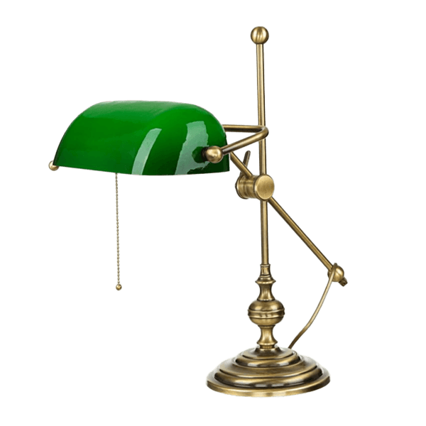 Tischlampe, Luxuslampe, Grün, Brassestil, Schirmlampe