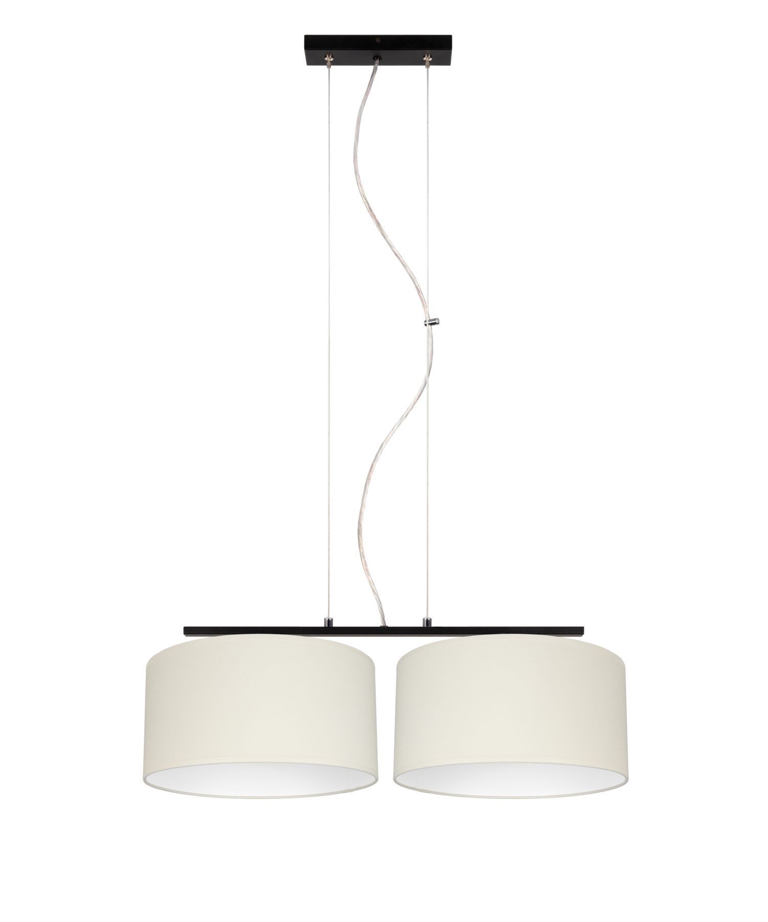 Längliche Hängeleuchte 2-flammig Stoff Schwarz Ecru E27