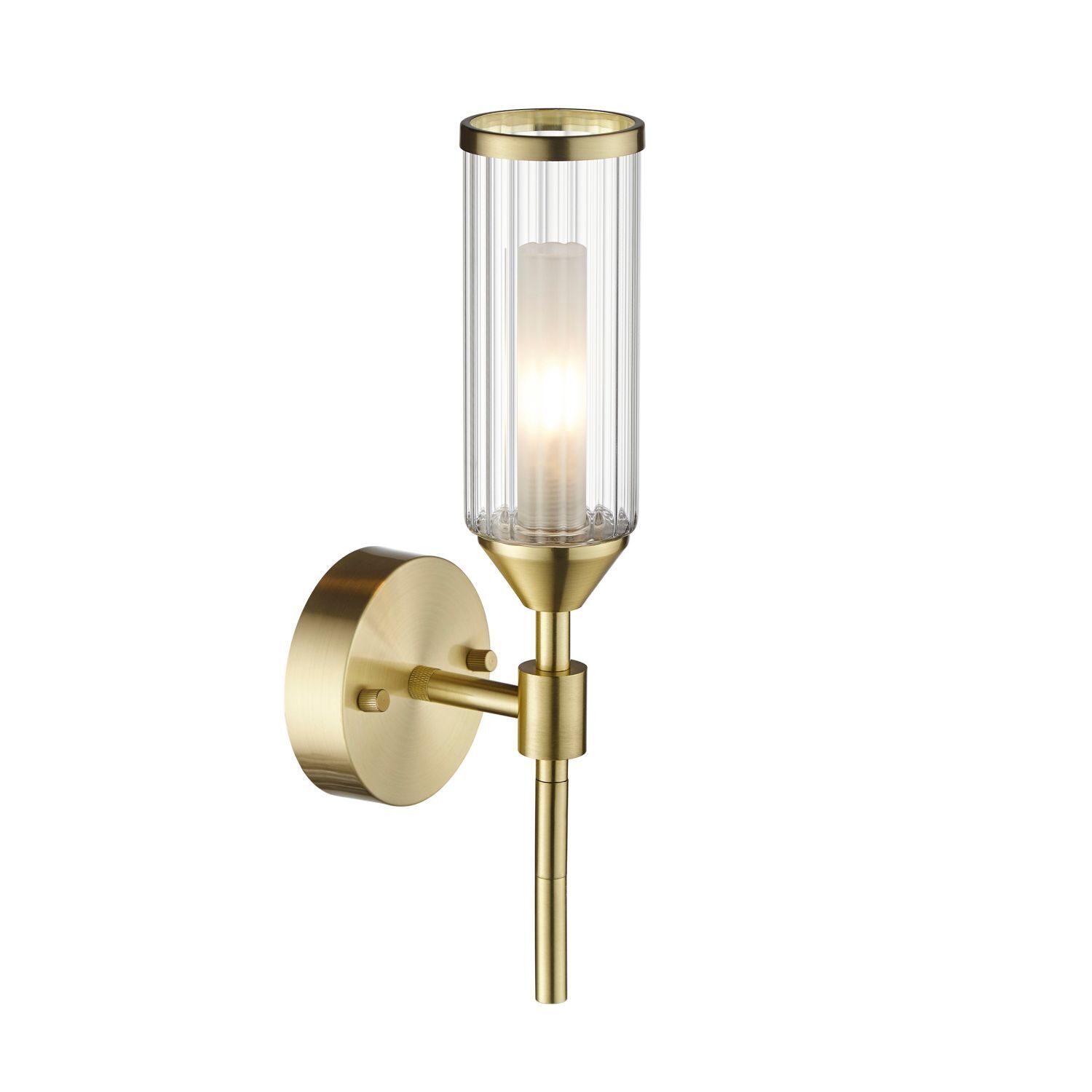 Wandleuchte Metall Glas H: 31,3 cm in Messing Jugendstil G9