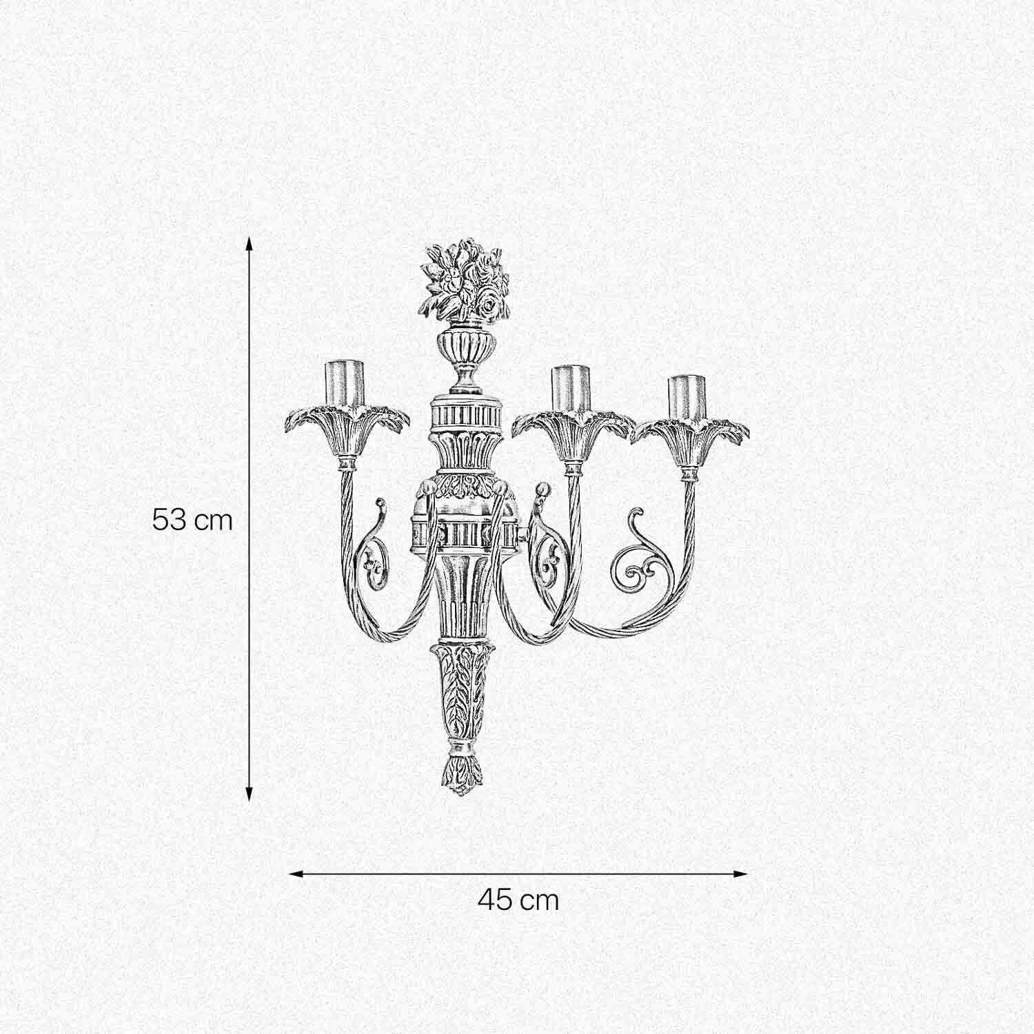 Wandleuchte Messing 3-flammig E14 in Bronze hell Floral