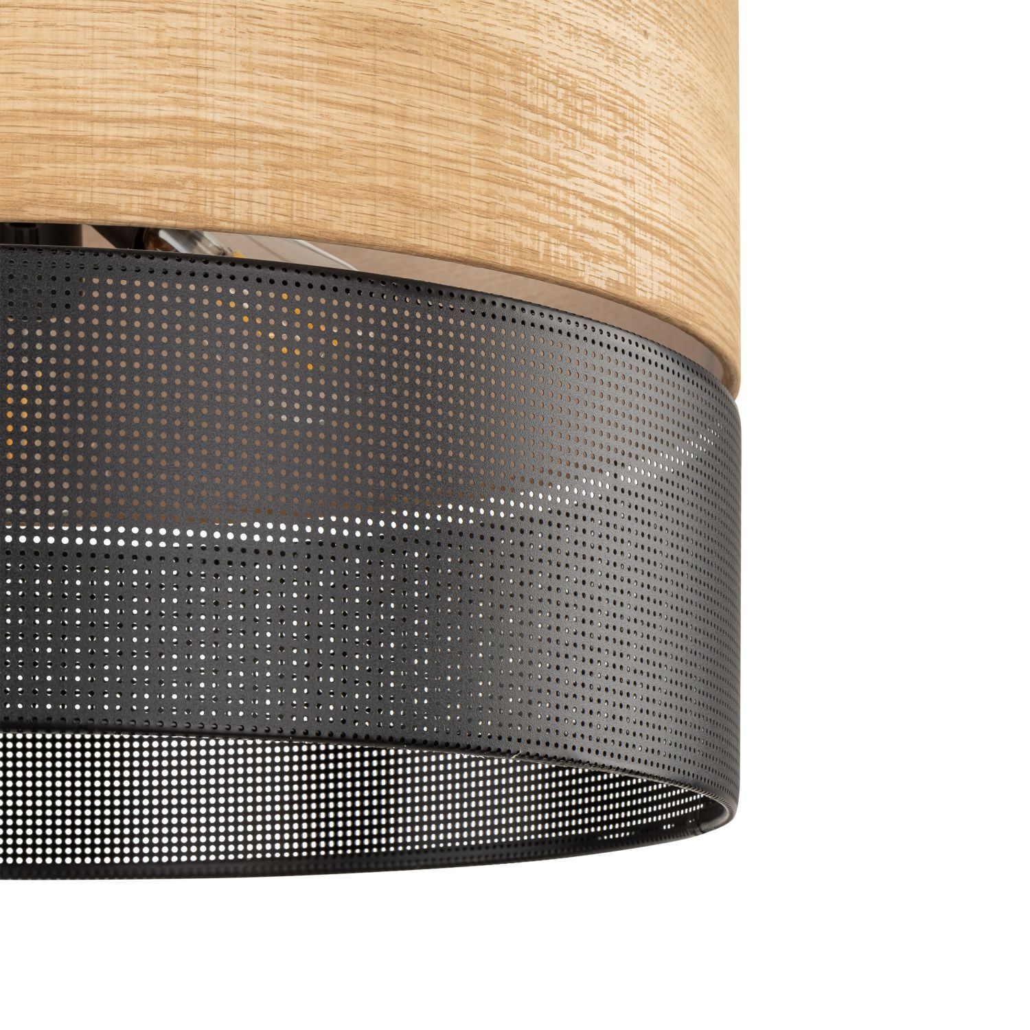 Hängeleuchte Schwarz Natur Ø 50 cm verstellbar 3x E27 Modern