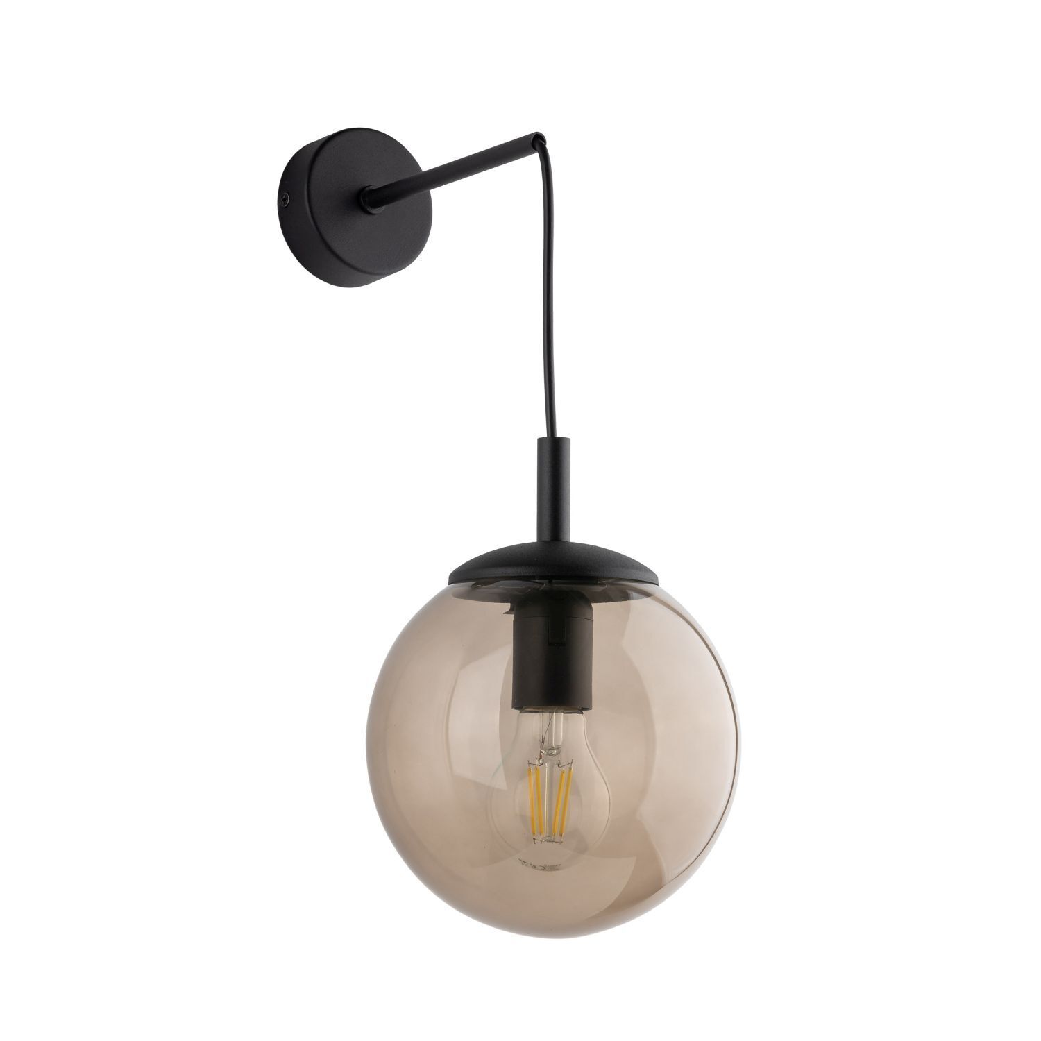 Wandlampe Rauchglas H: 45 cm B: 18 cm Metall Kugelschirm E27