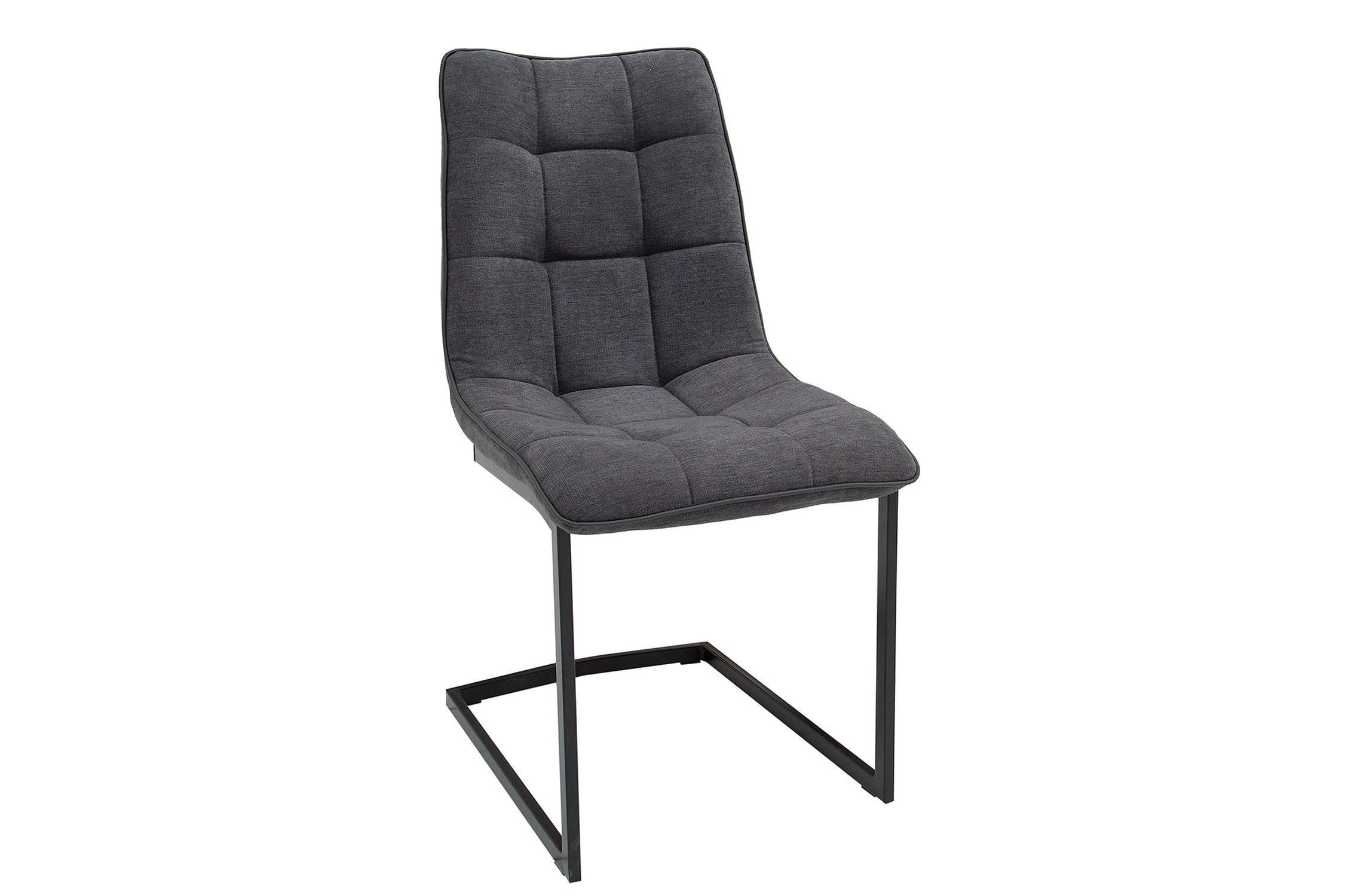 Freischwinger ohne Armlehne Stoff Metall in Grau Schwarz