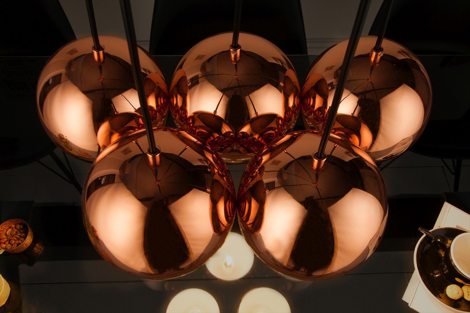 Retro Hängelampe MIRRI Roségold 5-flammig Esstisch Leuchter, Lampe, Leuchte