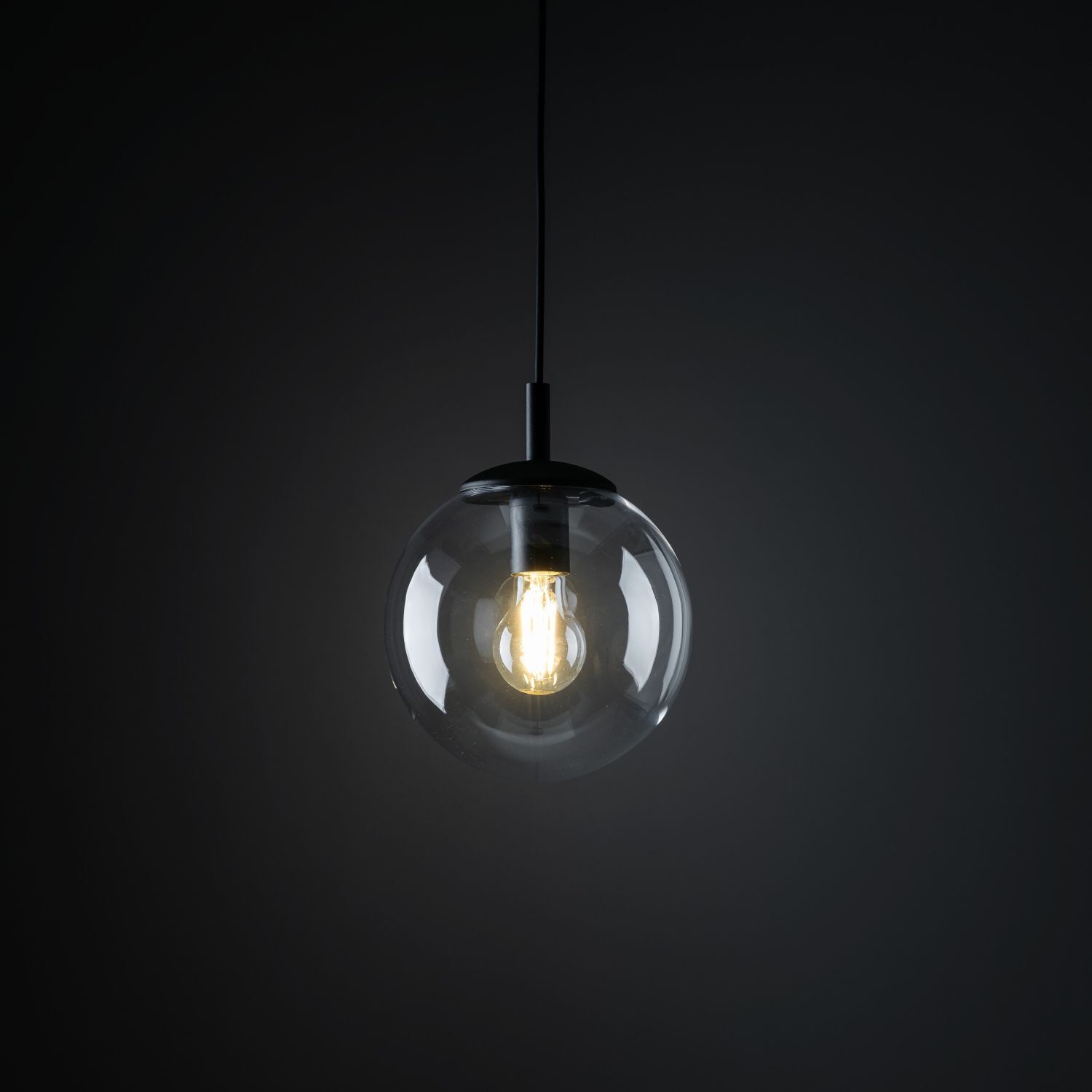 Hängeleuchte Glas Metall Ø 30 cm rund E27 Kugel H: max. 1,7 m