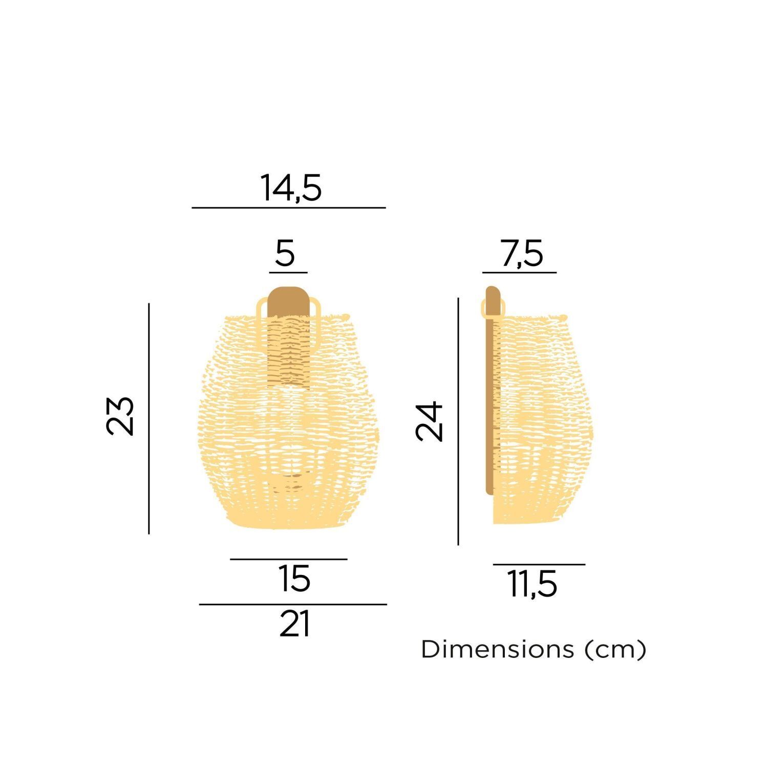 LED Außenleuchte Akku Rattan H: 24,5 cm kabellos dimmbar