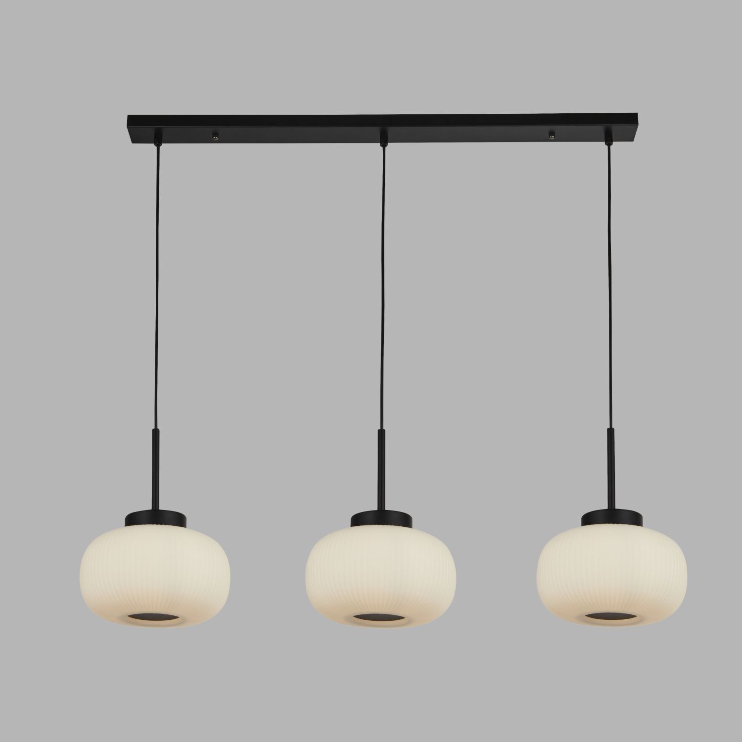 Längliche Hängelampe 3-flammig B: 104 cm Glas Metall E27