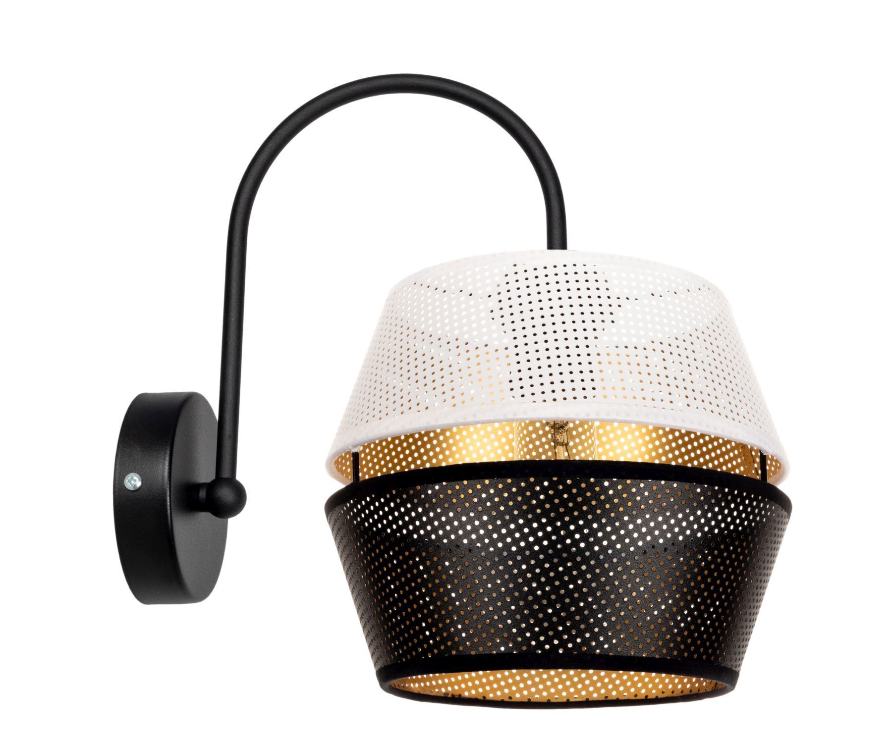 Elegante Wandlampe Metall Schwarz Weiß Gold H:25 cm E27