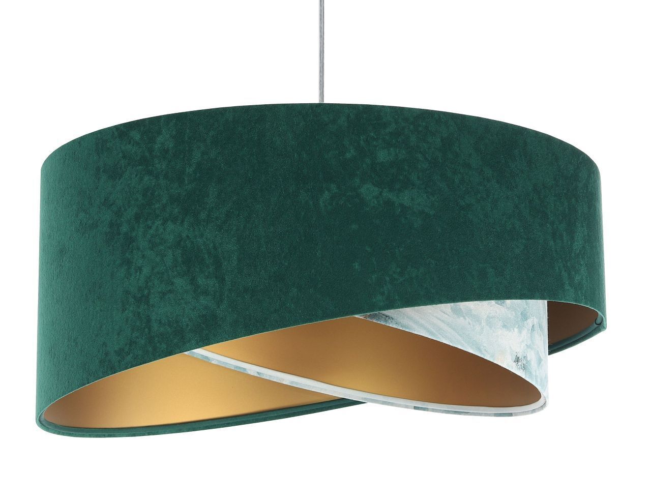 Hängeleuchte Stoff Ø 50 cm Velours Optik E27 Grün Blau Gold