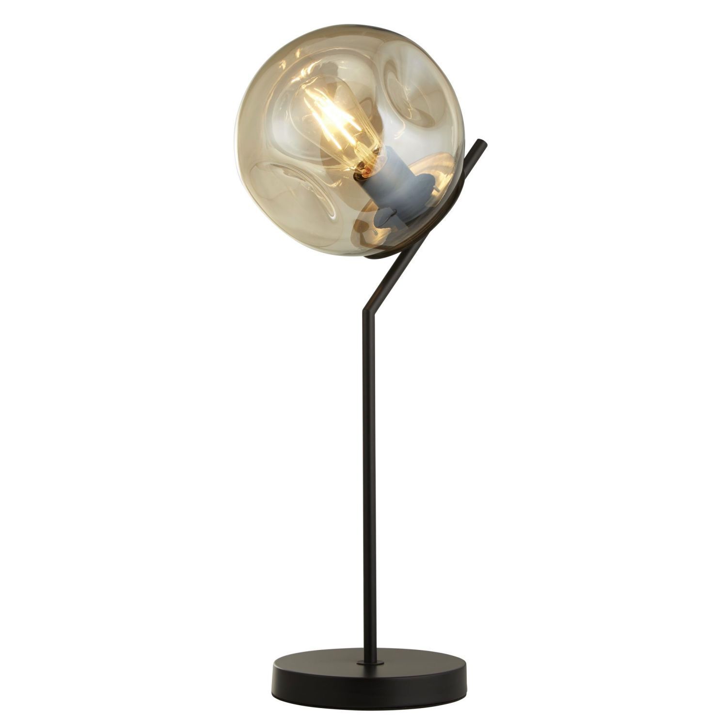 Tischleuchte E27 57 cm Schwarz Champagner Glas Metall