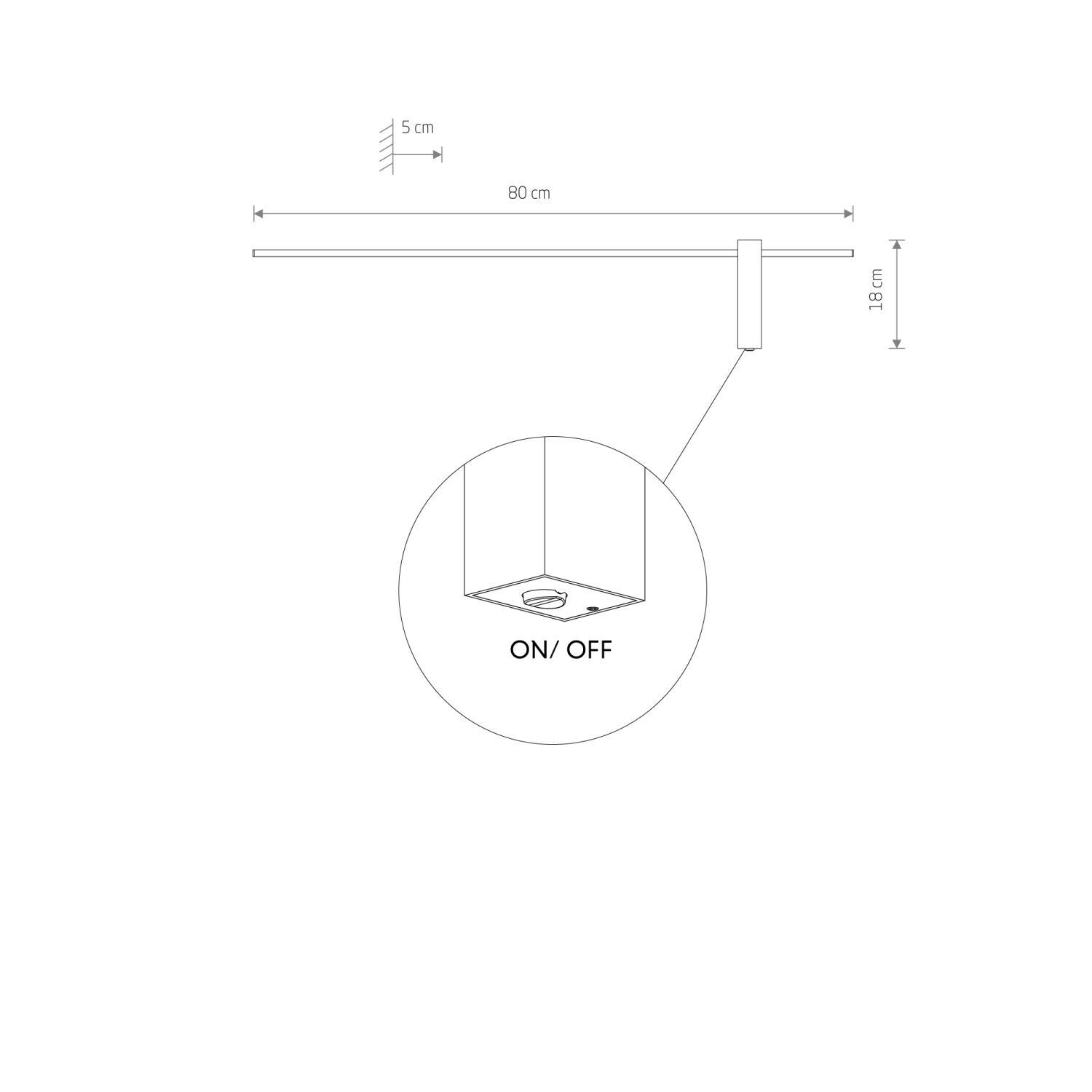 LED Wandleuchte Schwarz 4000 K 80 cm lang indirekt