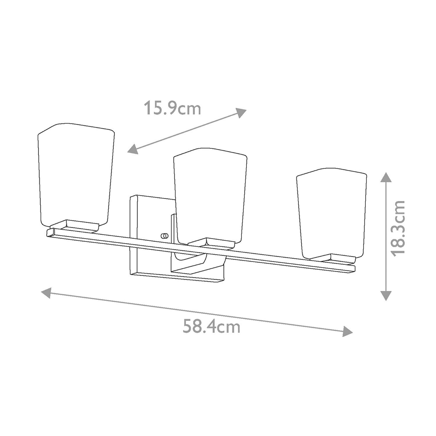 Wandleuchte Bad LED G9 IP44 3000 K Glas Metall B: 58,4 cm