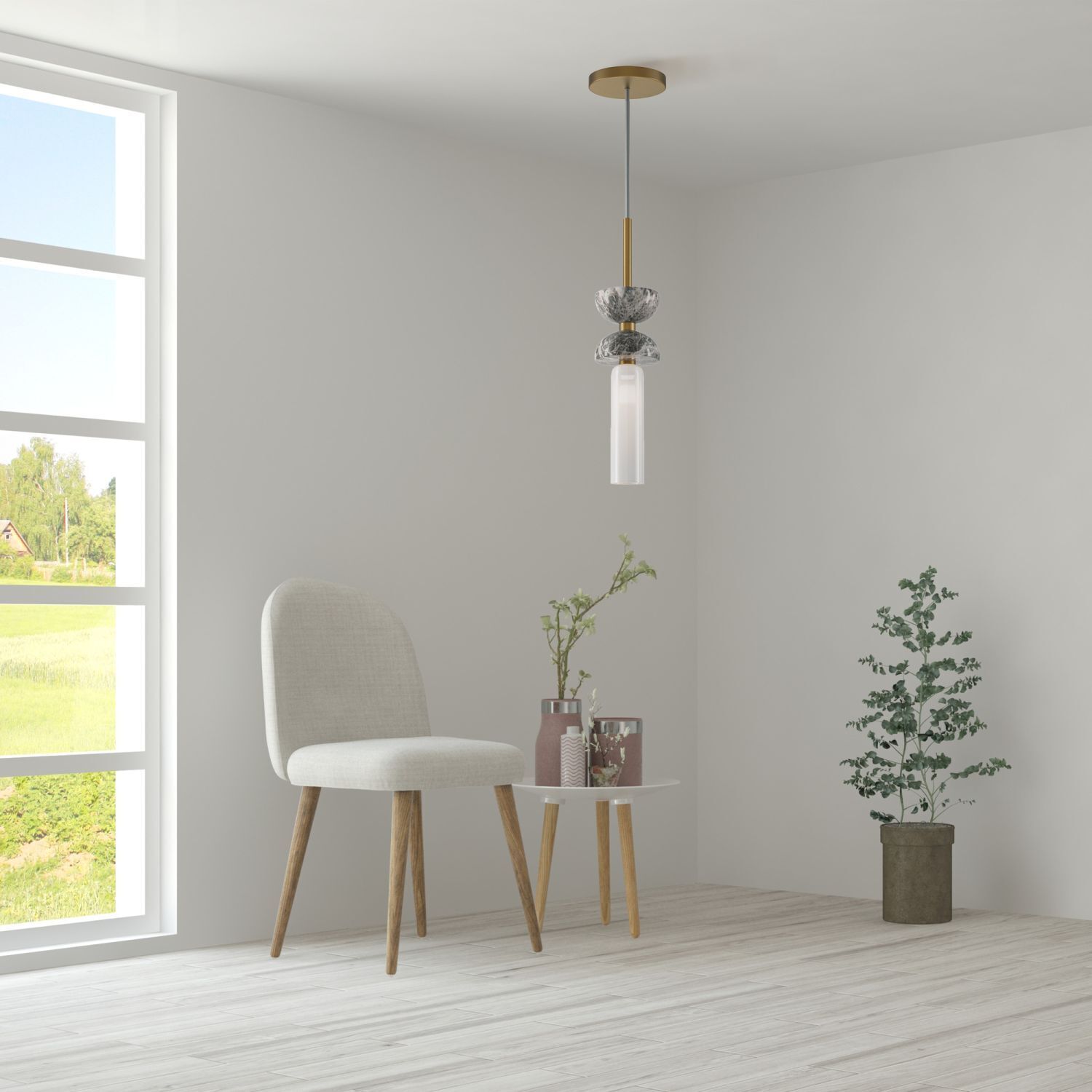 Hängeleuchte Glas Metall G9 rund D: 10 cm Modern