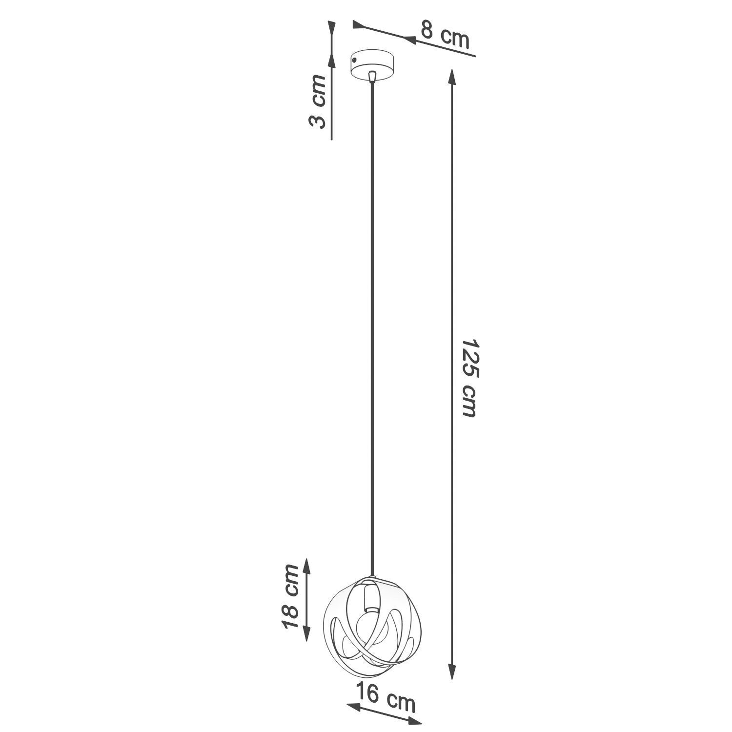 Hängelampe Weiß Metall Ø 16 cm rund Kugel E27