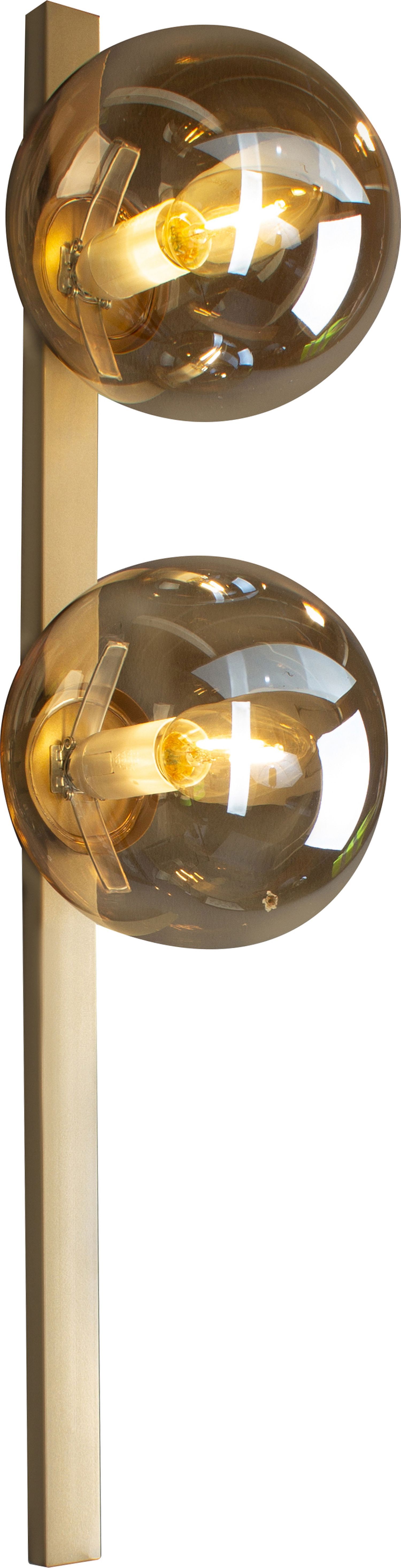 Wandlampe Gold Bernstein Glaskugel E14 H:60 cm 2-flmg