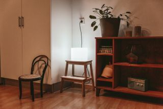 Topfpflanze, Ecke, Wohnzimmer, Innenarchitektur, Holz