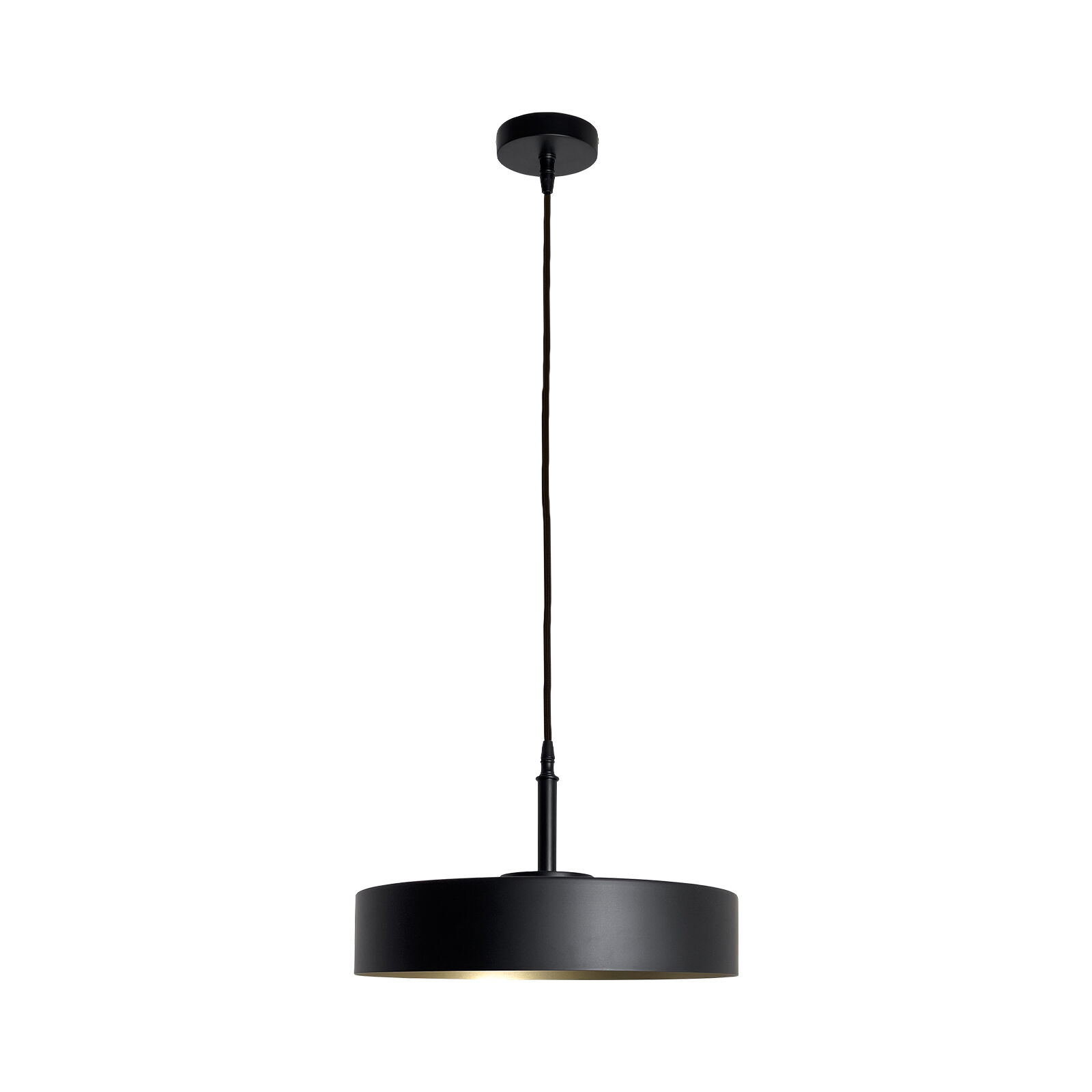 Runde Hängeleuchte Schwarz Gold E27 Ø 40 cm Messing Eisen Lampe