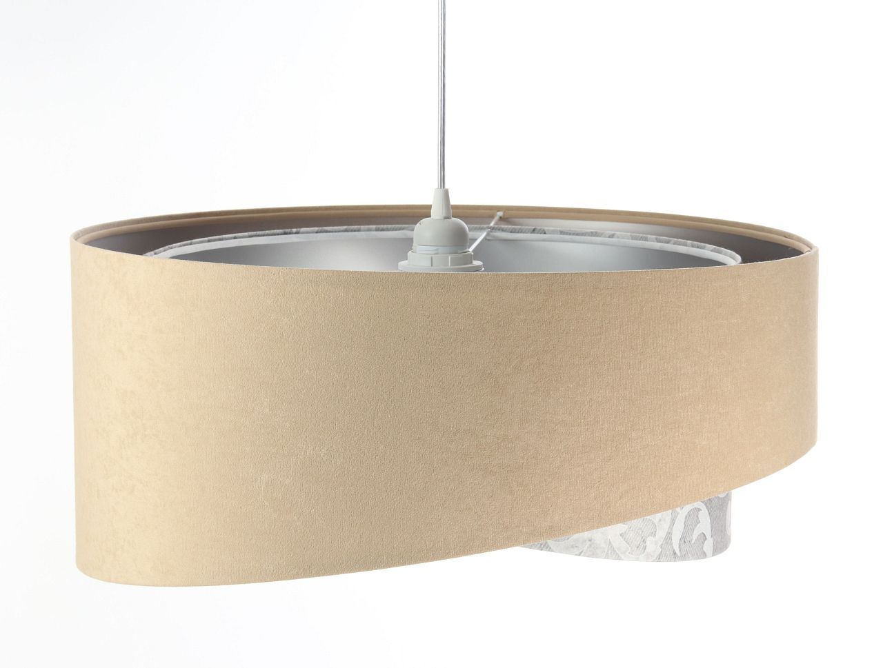 Hängelampe rund Ø 50 cm Stoff Velours Optik E27 wohnlich