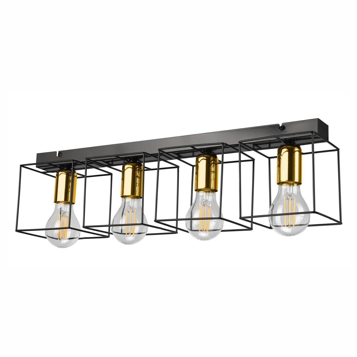 Deckenleuchte Schwarz Gold 61 cm lang Metall 4-flammig E27