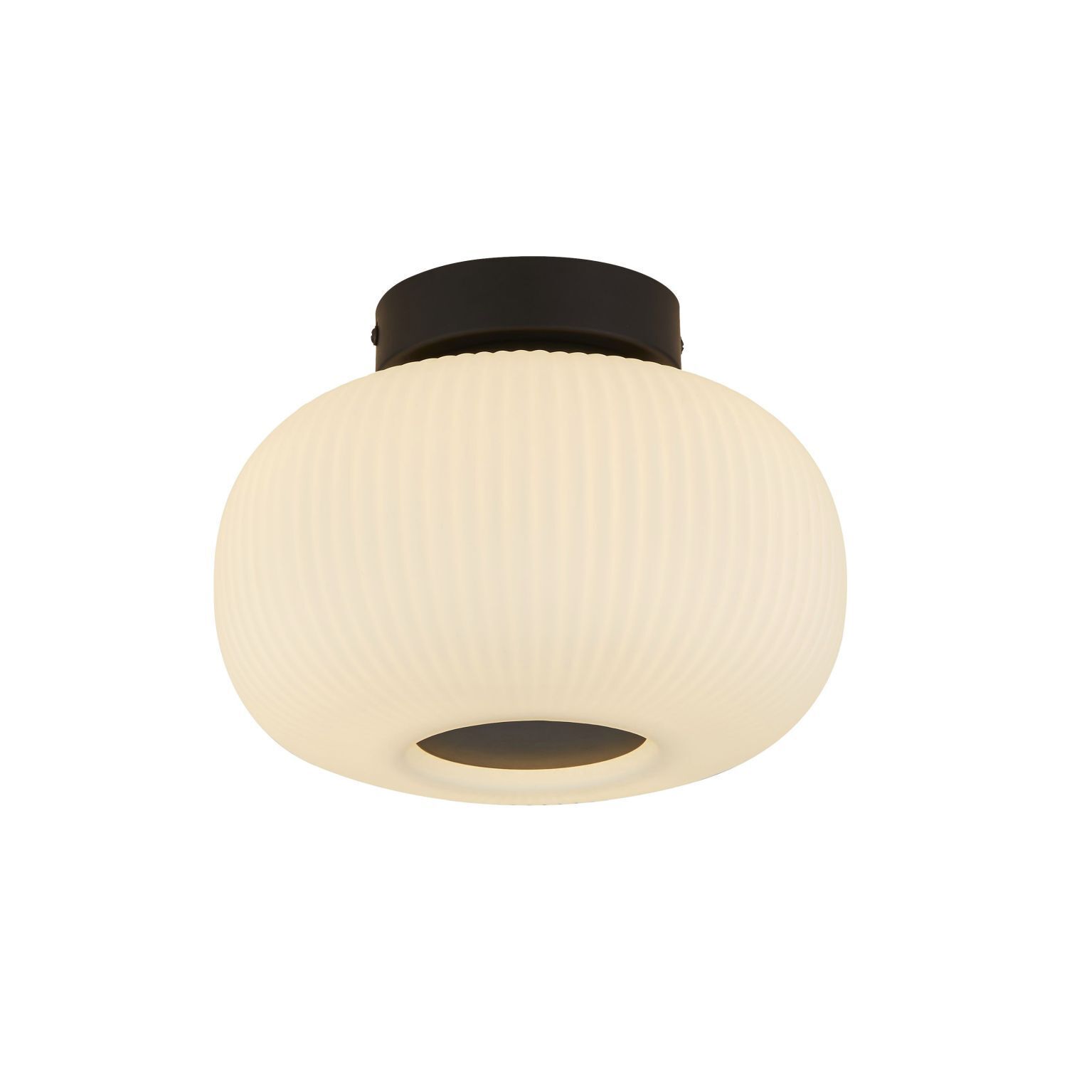 Deckenlampe rund Ø 24 cm Schwarz Weiß Glas Metall E27