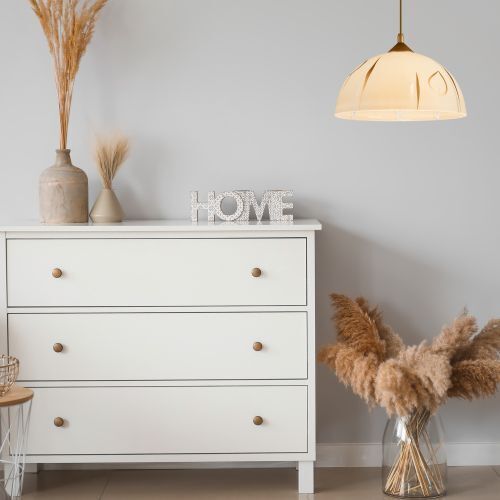 Hängeleuchte Rund Gold Retro Esstisch Glas Lampe